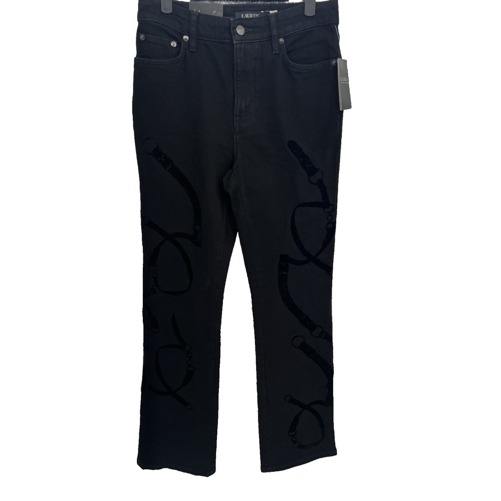 Ralph Lauren Women's 4 S Black Denim High Rise Boot Leg‎ Jeans NEW
